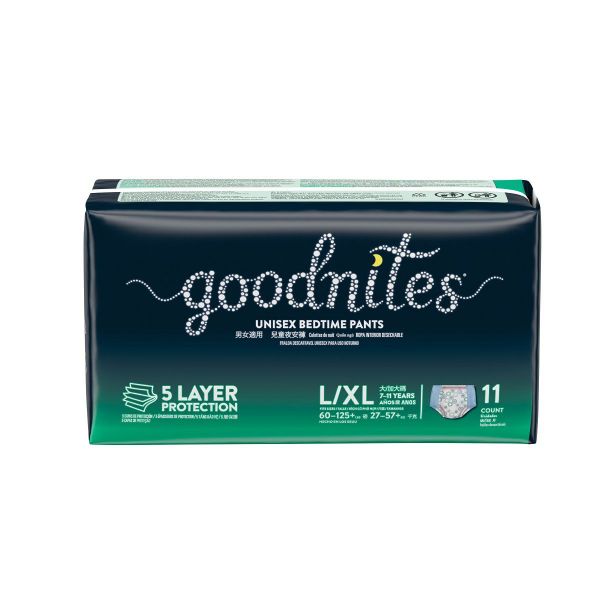 Lijadoras Antecedente Descendencia Goodnites Unisex Bedtime Pants Ropa Interior Desechable para Uso Nocturno  L/XL - Paquete de 11 unidades