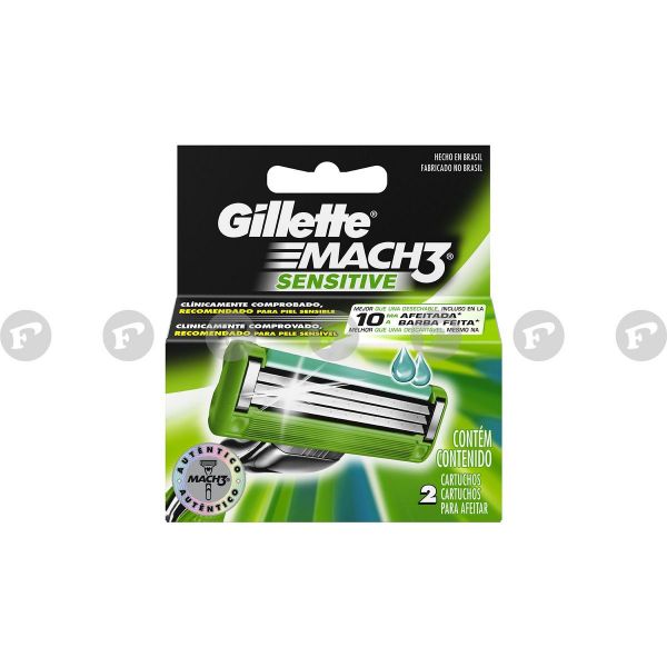 azúcar pureza corte largo Gillette Mach 3 Sensitive Cartucho Para Afeitar - Caja de 2 unidades