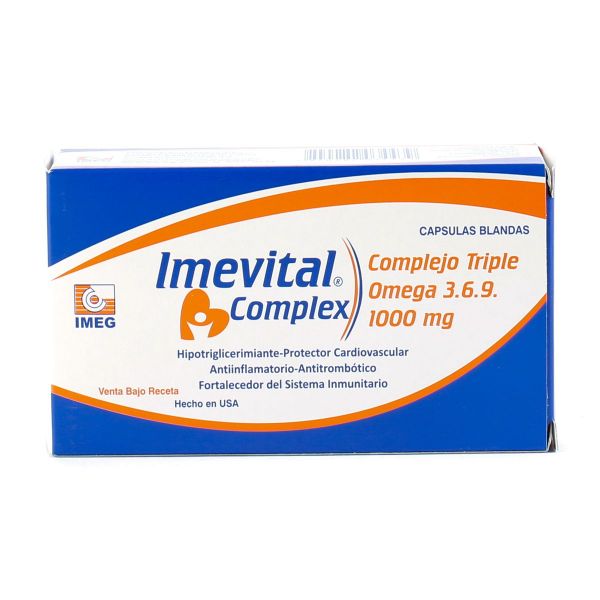 Imevital Complex Complejo Triple Omega . 1000 mg - Caja de 30 cápsulas  blandas