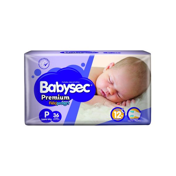 Babysec Pañales Desechables Flexiprotect Pequeño P - Paquete de 36 unidades